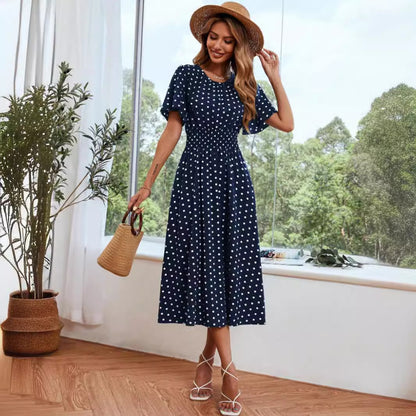 Women Summer Elegance Printing A Swing Waist Dress Women Clothing