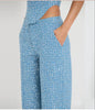 Spring Summer Denim Sequ Tube Top Wide Leg Pants Suit