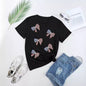 Summer Bow Printed Short-Sleeved Top Simple Loose Comfortable Pullover