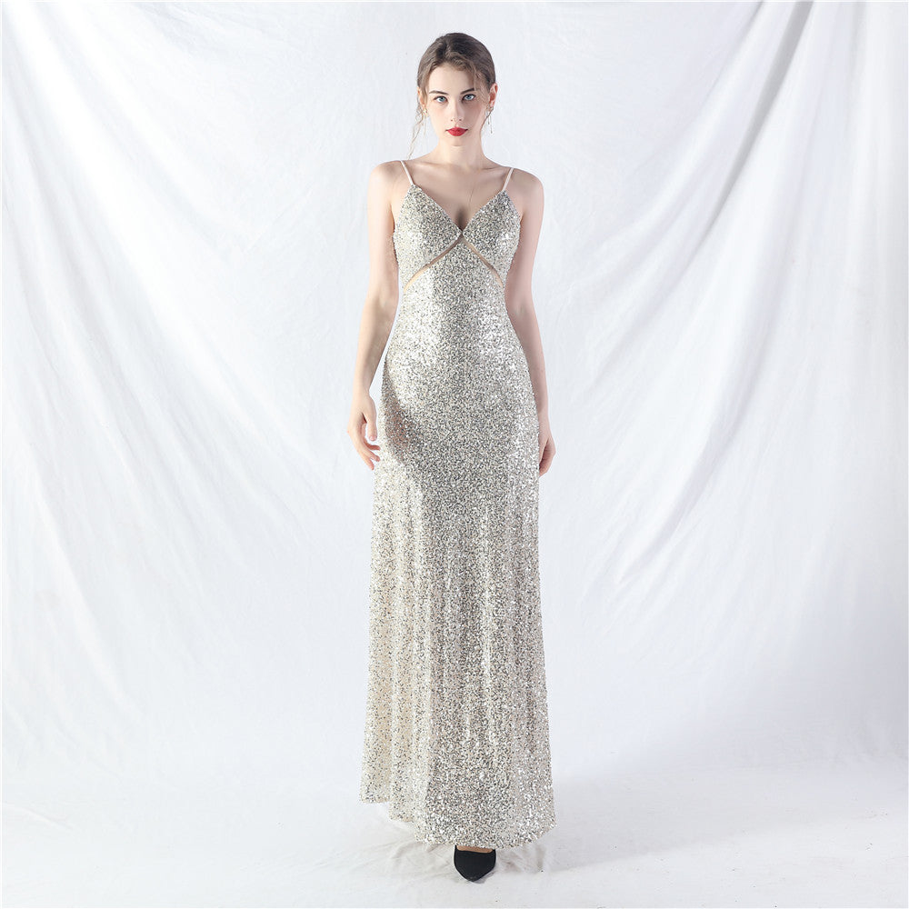 A line Large Hem Dress Daily Wearable Sequined Dress