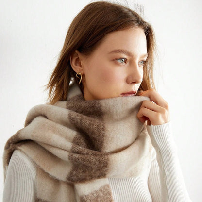 Scarf Winter Women High Sense Mixed Color Stripe Korean Couple Warm Thickened Bib Shawl