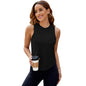 Knitted Top Women Round Neck High Elastic Fitness Exercise Running Casual Vest