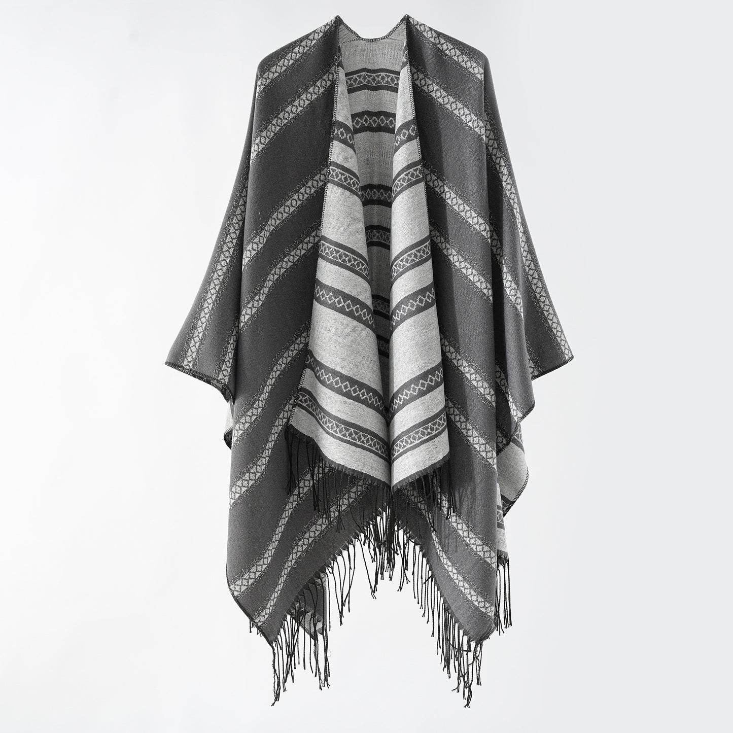 Shawl Autumn Winter Cashmere Like Striped Shawl Women Cloak