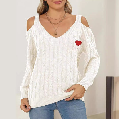 Women Bottoming Shirt Women Clothing Autumn Winter Coat Deep V Plunge Sexy off the Shoulder Loose Pullover Women