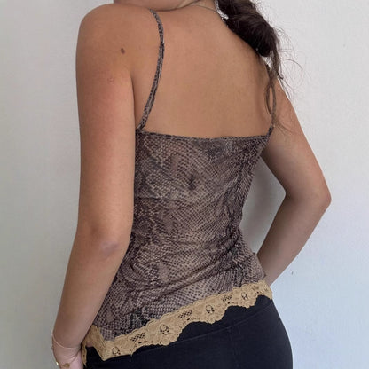 Vacation Sexy Lace Stitching Deep V Plunge neck Strap Small Vest Sexy Irregular Asymmetric Inner Wear Blouse