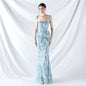 Rope Double Binding Strap Tube Top Encryption Lamination Sequin Evening Dress