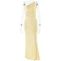 Arrival Dress One Shoulder Pleated Backless Sleeveless Dress Sexy Slim Fit Maxi Dress