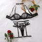 Summer Lightweight Sexy Lingerie Set Sheer Mesh Love Metal Buckle Sexy Four Piece Set for Women