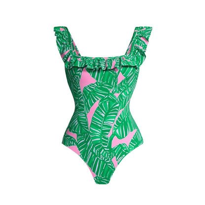 Small Ruffled Printed One Piece Swimsuit Women Holiday