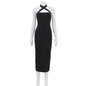 Spring Autumn Women Clothing Sexy Slim Halter Lace Up Tube Top Dress Solid Color Sheath Maxi Dress