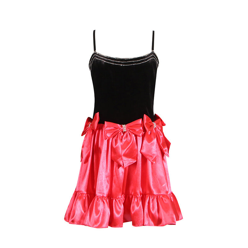 Sexy Socialite Dress Autumn Winter Light Luxury Bow Tube Top Puff Short Women