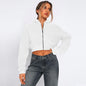 Street Long Sleeved Top Fleece Zipper Cardigan Hoodie Casual Coat for Women