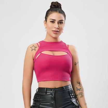 Multi Color Sexy Stretch Hollow Out Cutout Vest Women Sexy Design Blouse Slim Women Clothing