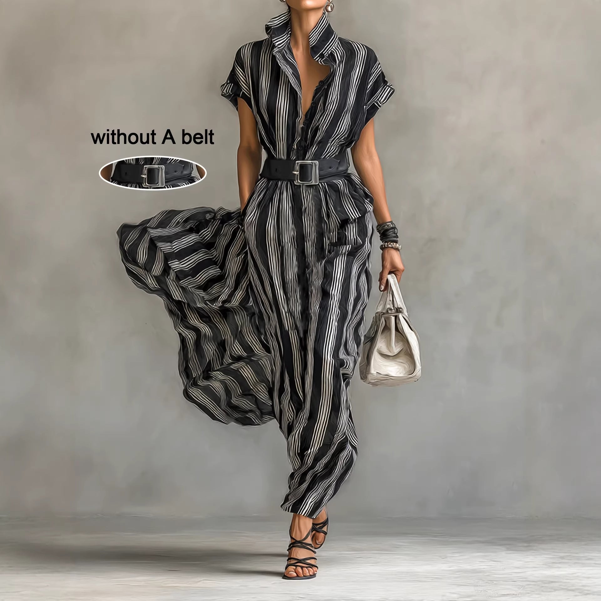 Black and White Stripes European and American U Size S, Non-Chinese Code